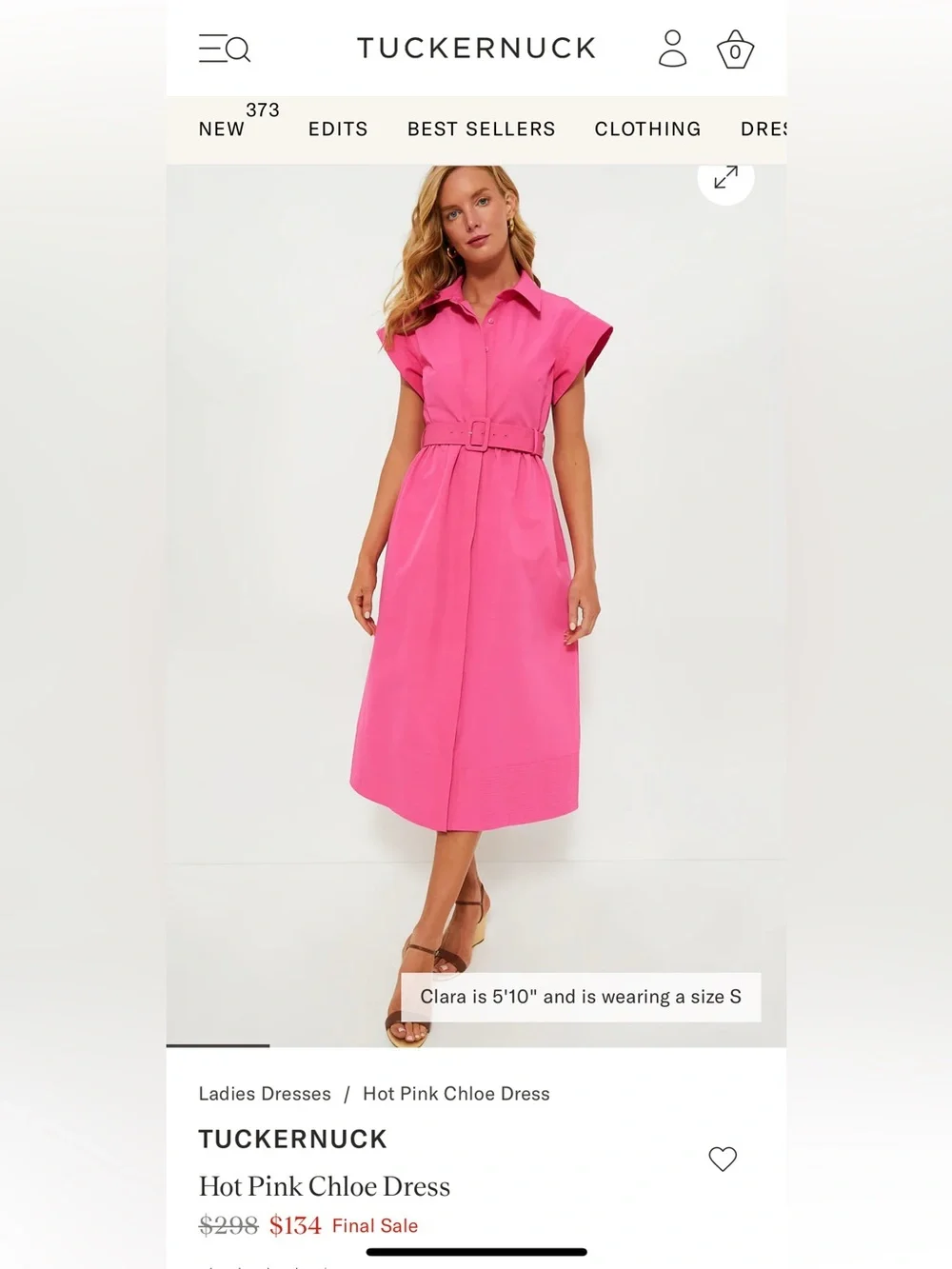 Tuckernuck Hot Pink Chloe Belted Midi Dress - Picture 1 of 4
